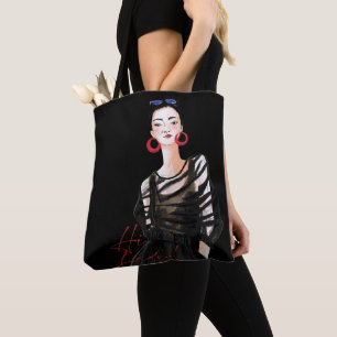 City Girl In Black Modern Graphic Women T-Shirt Tote Bag