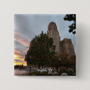 City Hall and Sunset 2 Inch Square Button