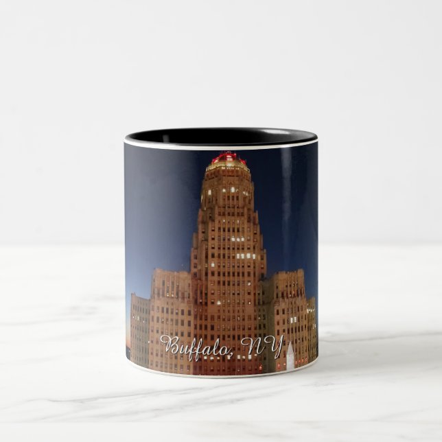 City Hall at Night Two-Tone Coffee Mug (Center)
