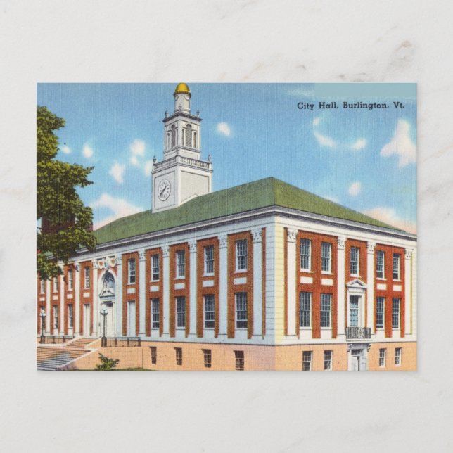City Hall, Burlington, Vermont Postcard (Front)