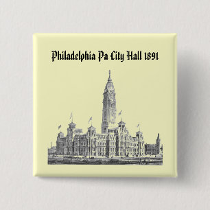 City Hall Philadelphia PA 1891 2 Inch Square Button
