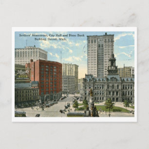 City Hall Square, Detroit MI 1915 Vintage Postcard