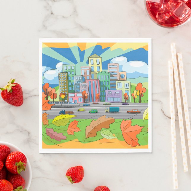 City In Autumn Napkin (Creator Uploaded)