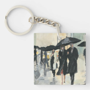 City in the Rain Keychain