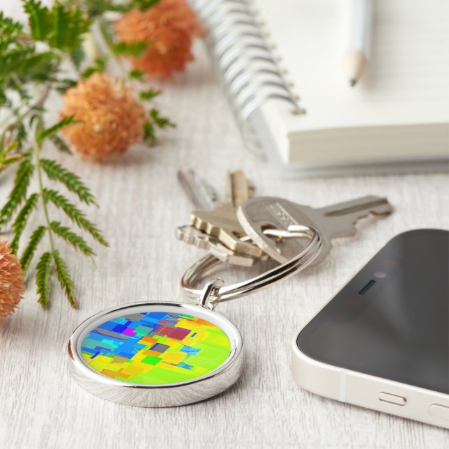 "City in the Sky"  Geometric Art Keychain (Side)