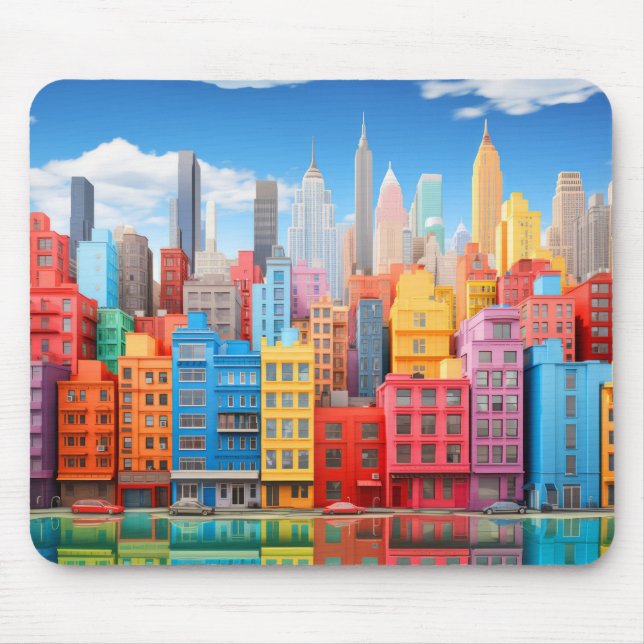 City Landscape Concept Abstract Colourful Scenery Mouse Pad (Front)
