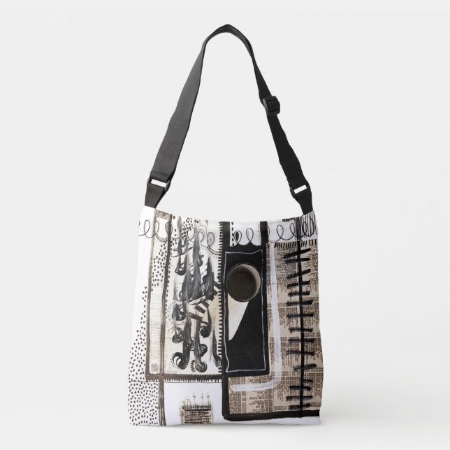 City Language Black and White Crossbody Bag (Front)