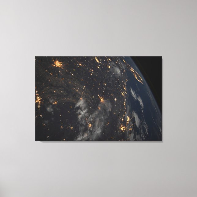 City Lights At Night On Planet Earth Canvas Print (Front)
