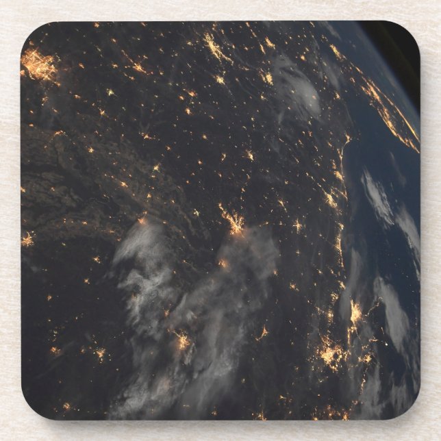 City Lights At Night On Planet Earth Coaster (Front)