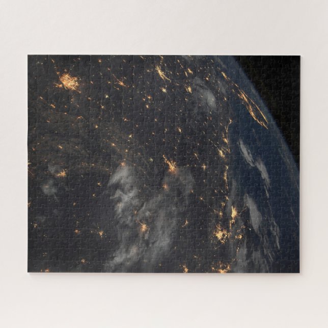 City Lights At Night On Planet Earth Jigsaw Puzzle (Horizontal)