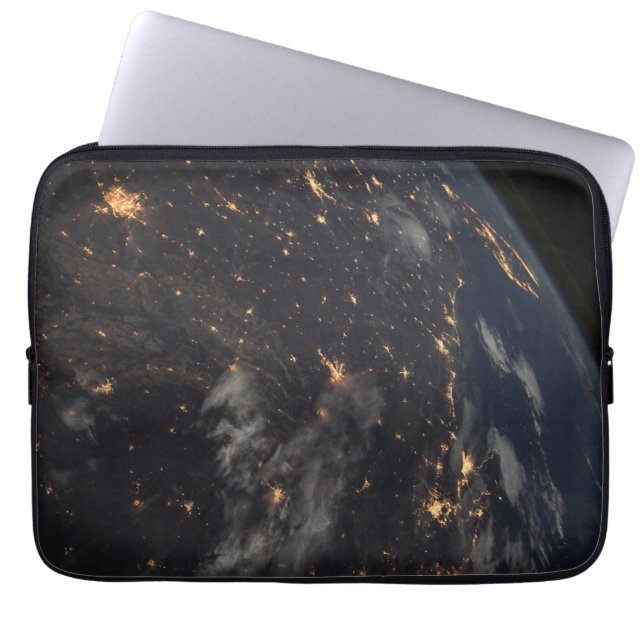 City Lights At Night On Planet Earth Laptop Sleeve (Front)