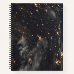 City Lights At Night On Planet Earth Notebook