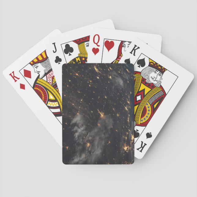 City Lights At Night On Planet Earth Playing Cards (Back)