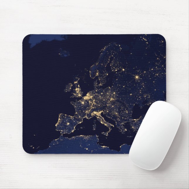 City Lights In Several European And Nordic Cities. Mouse Pad (With Mouse)