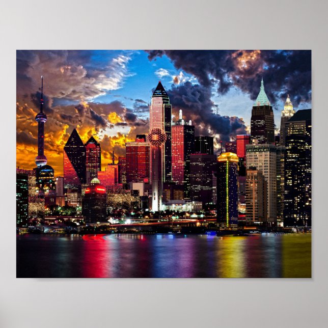 City Lights Night Sky Pastiche Poster (Front)