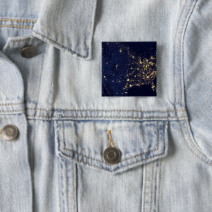 City Lights Of The United States At Night. 2 Inch Square Button