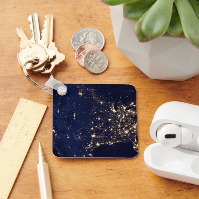 City Lights Of The United States At Night. Keychain (Desk)