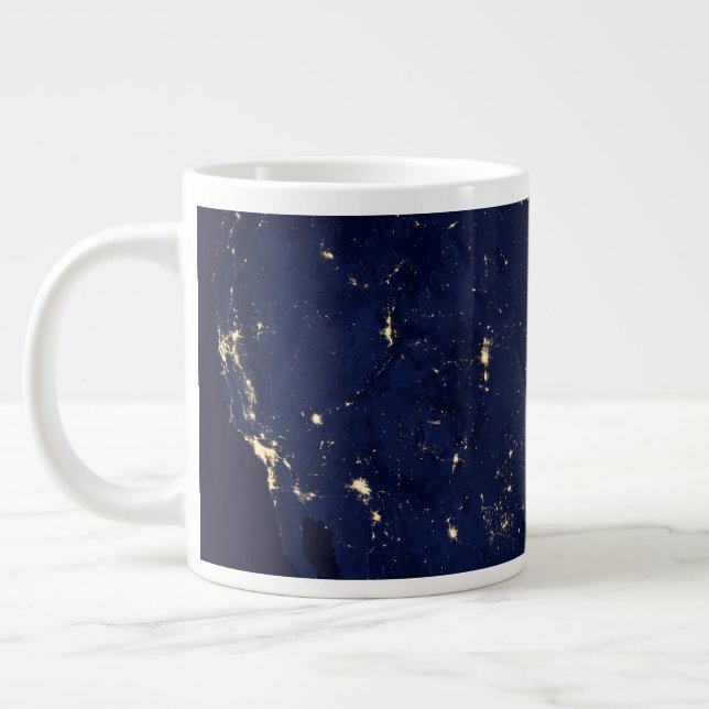 City Lights Of The United States At Night. Large Coffee Mug (Left)