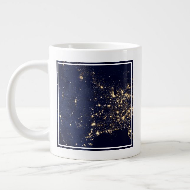 City Lights Of The United States At Night. Large Coffee Mug (Left)