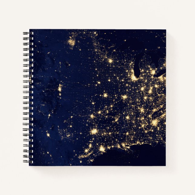 City Lights Of The United States At Night. Notebook (Front)