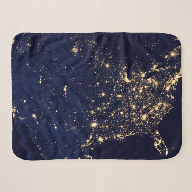 City Lights Of The United States At Night. Sherpa Blanket (Front (Horizontal))