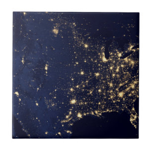 City Lights Of The United States At Night. Tile