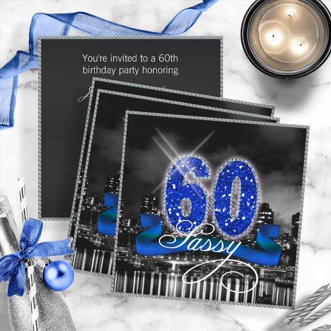 City Lights Sassy Sixty ID191 Invitation (Front/Back In Situ)