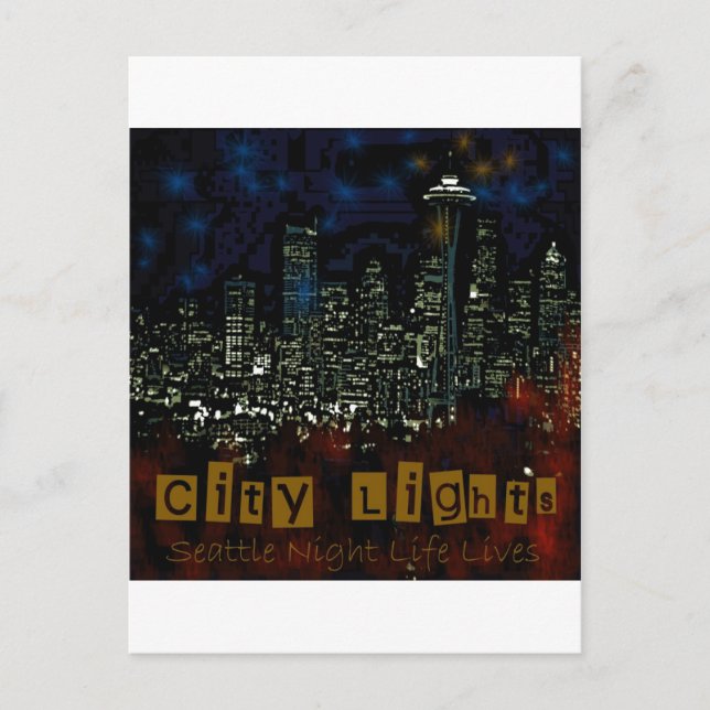 City Lights Seattle Postcard (Front)