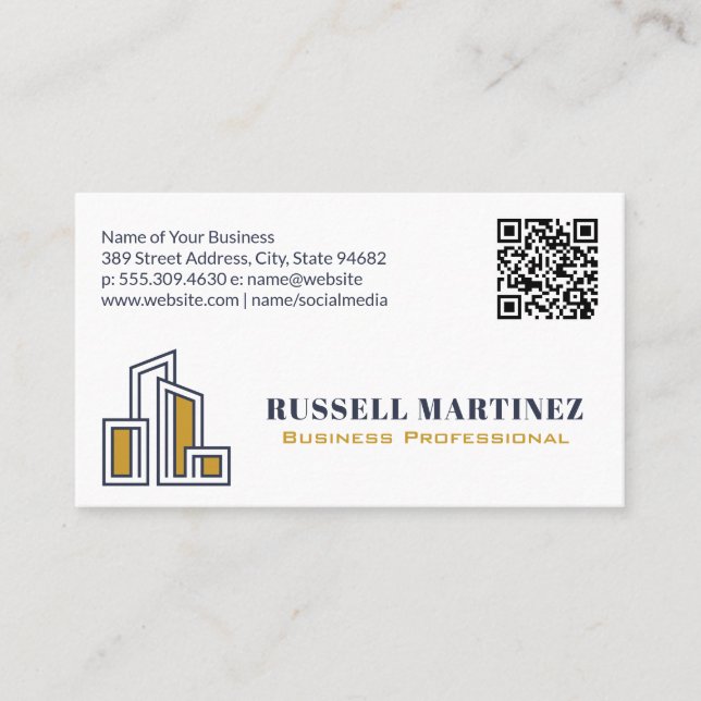 City Logo | Real Estate | QR Code Business Card (Front)
