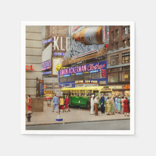 City - Manhattan, NY -  43rd and Broadway 1952 Napkin