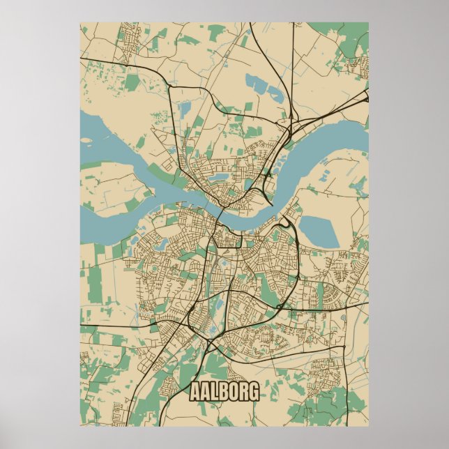 City map of Aalborg, Denmark Poster (Front)