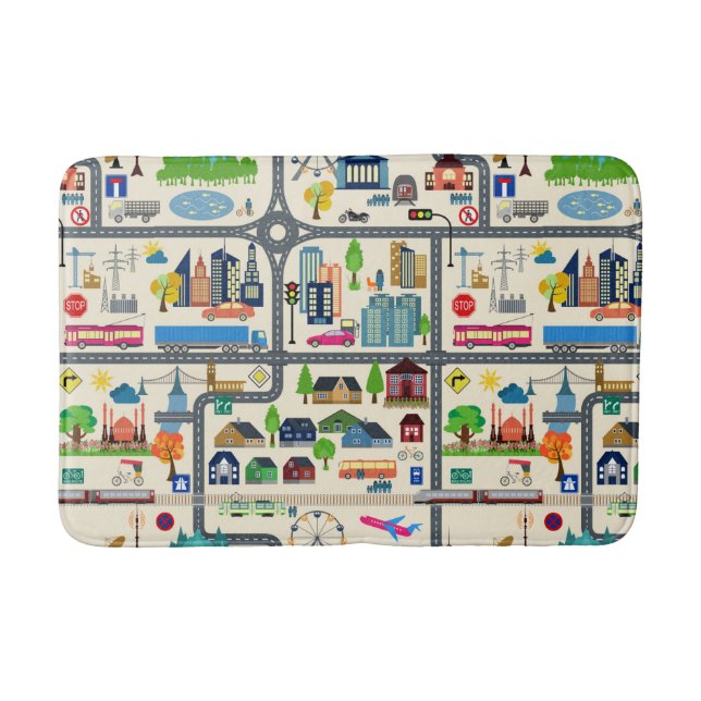 City Map Pattern Bath Mat (Front)