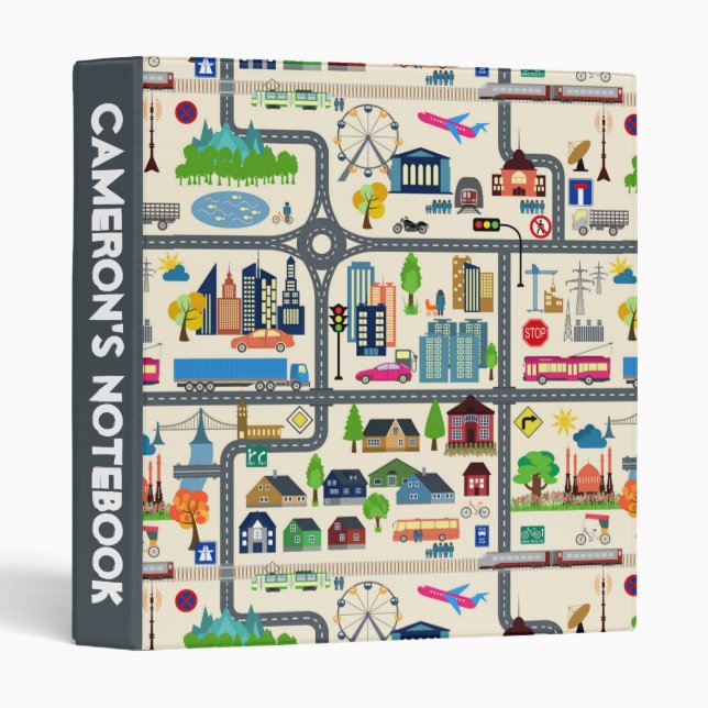 City Map Pattern Binder (Front/Spine)