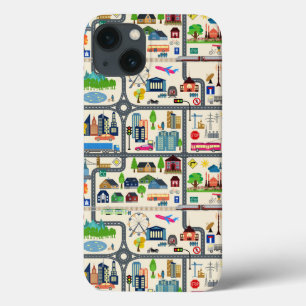 City Map Pattern iPhone 13 Case