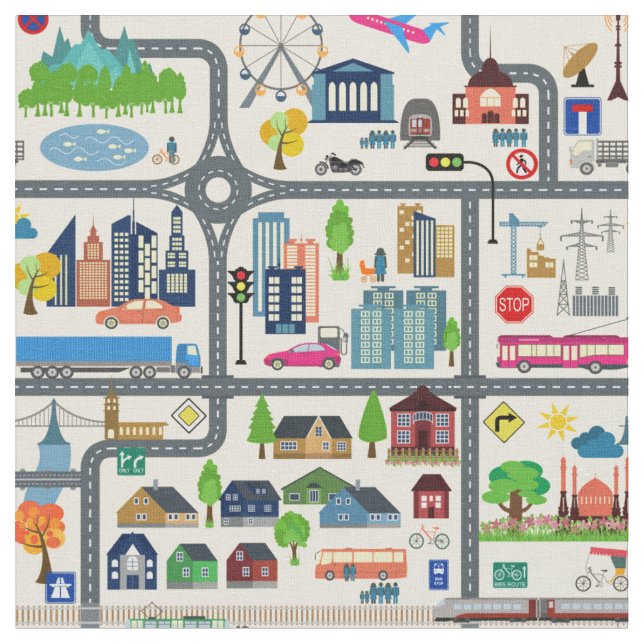 City Map Pattern Fabric (Close Up)