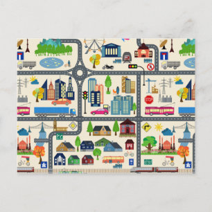 City Map Pattern Postcard