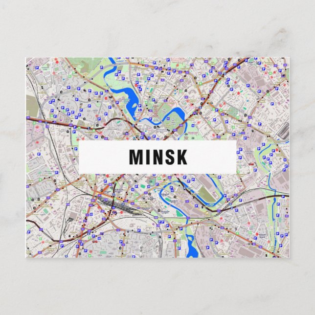 CITY MAP POSTCARDS ♥ Minsk (Front)