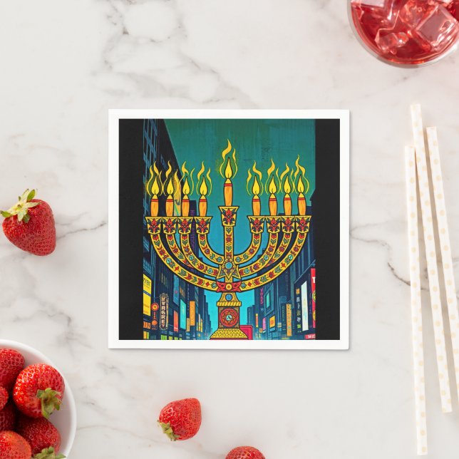 City Menorah Napkin (Insitu)