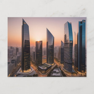 City modern business centre postcard