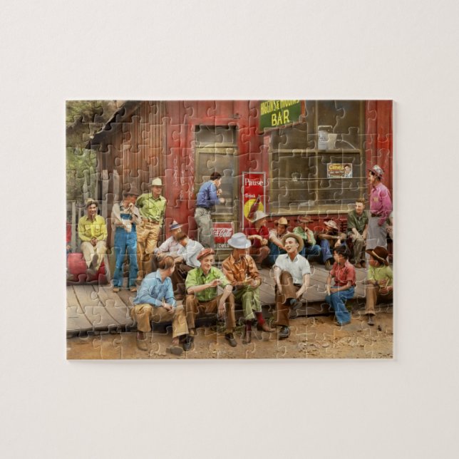 City - Mogollon, NM - Town gathering 1940 Jigsaw Puzzle (Horizontal)