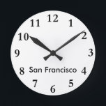 City Name Clock Template<br><div class="desc">Great wall clock for office use or travel themed decorating</div>