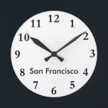 City Name Clock Template<br><div class="desc">Great wall clock for office use or travel themed decorating</div>