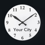 City Name Clock Template<br><div class="desc">Great wall clock for office use or travel themed decorating</div>
