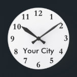 City Name Clock Template<br><div class="desc">Great wall clock for office use or travel themed decorating</div>