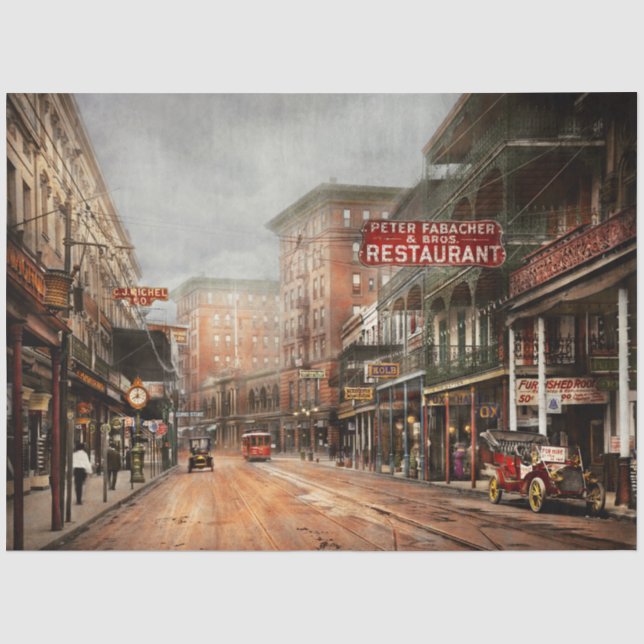 City - New Orleans - A look at St Charles Ave 1910 Tissue Paper (Front)