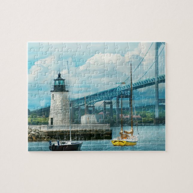 City - Newport RI - The Newport lighthouse Jigsaw Puzzle (Horizontal)
