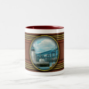 City - Newport RI - The Newport lighthouse Two-Tone Coffee Mug