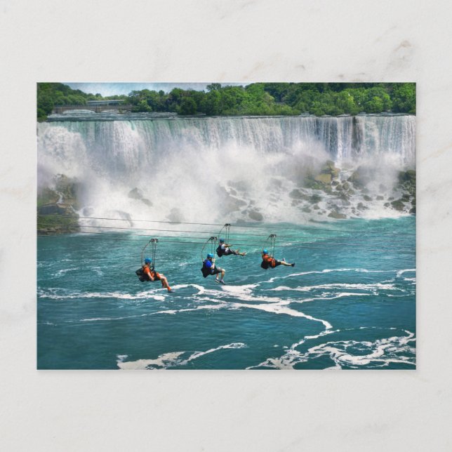 City - Niagara NY - Flying over the Niagara Postcard (Front)