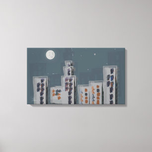 City Night Stretched Canvas Print