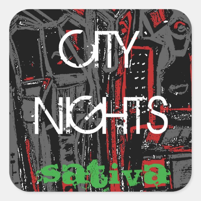 CITY NIGHTS SATIVA SQUARE STICKER (Front)